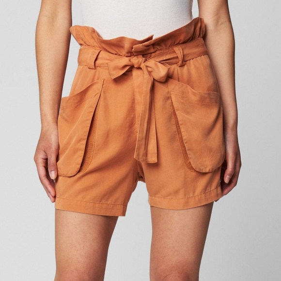NWT Blank NYC Orange Malibu Tencel Paperbag Shorts - Picture 1 of 4